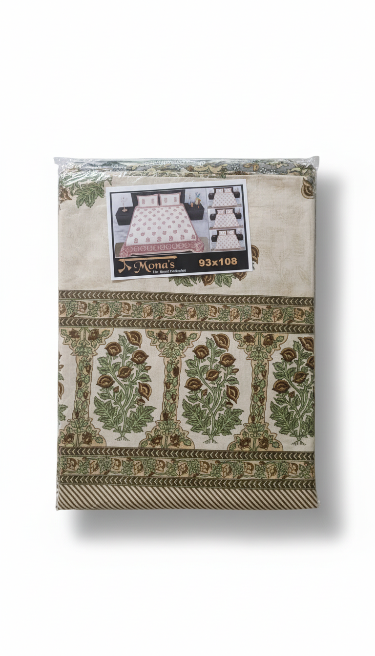Mona Pure Cotton Bedcover Set Green